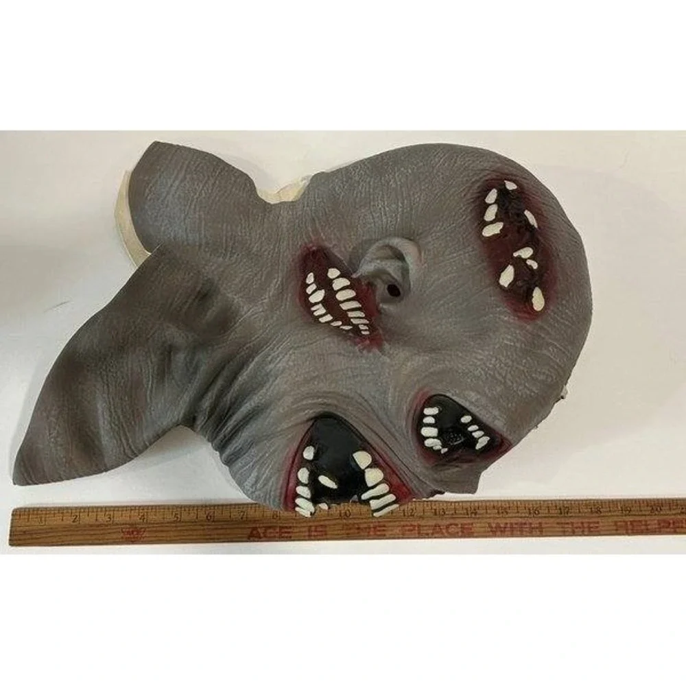 Zombie Monster Rubberized Teeth Gray Blood Costume Mask Adult Size Latex